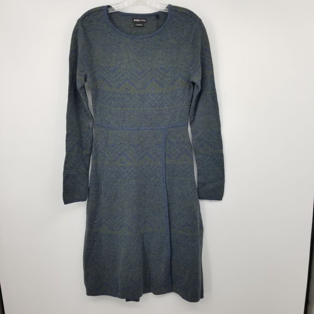 Prana Slate Blue Long Sleeve Knit Dress